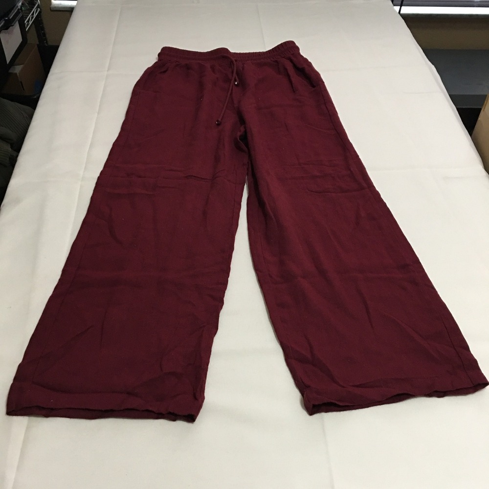 Halara Wide Leg Pants Women Small Petite Maroon Drawstring Elastic Waist
